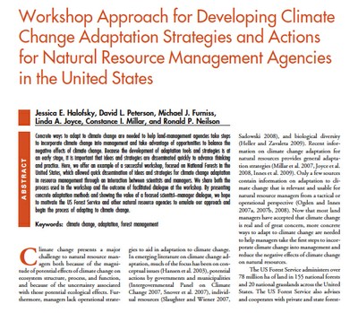 Workshop Approach for Developing Climate Change Adaptation Strategies and Actions for Natural Resource Management Agencies in the United States Workshop Approach for Developing Climate Change Adaptation Strategies and Actions for Natural Resource Management Agencies in the United States